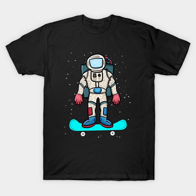 Astronaut with Skateboard Space Sports Galaxy T-Shirt by dconciente